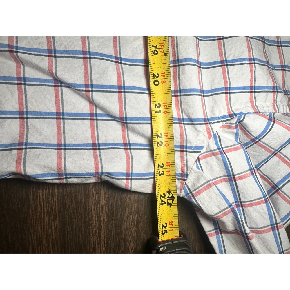 Banana Republic Mens XL Supima Cotton Plaid Button Down Shirt White Red - Picture 8 of 9